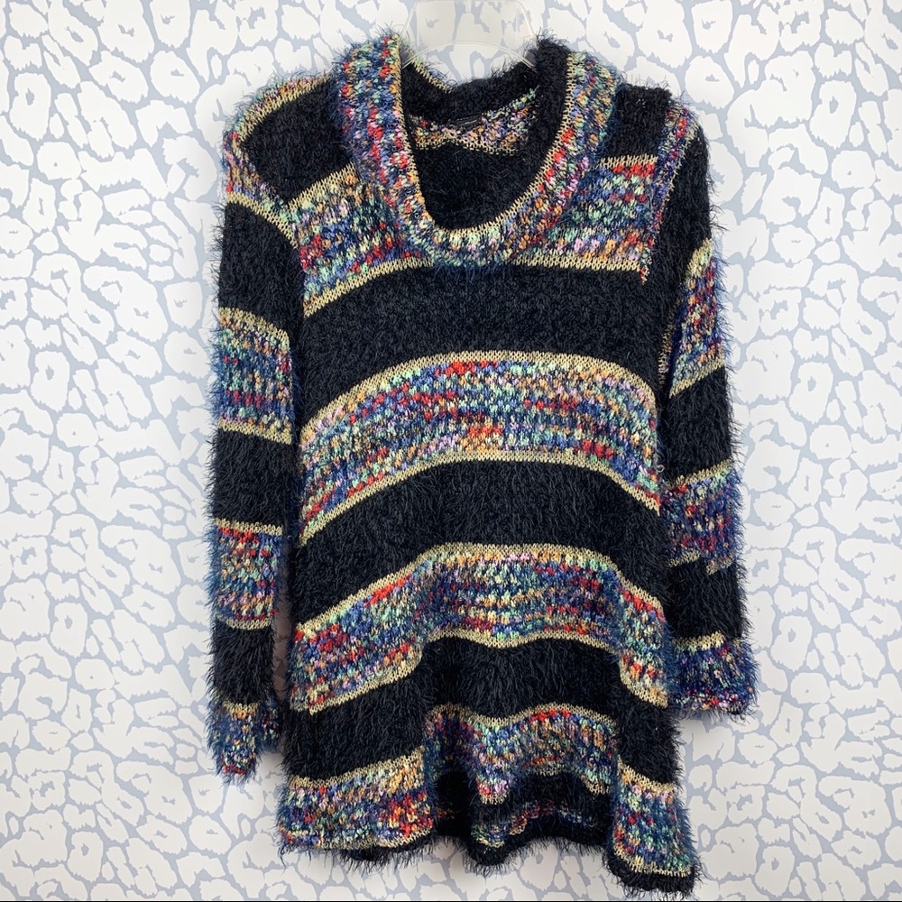 New Directions Shaggy Colorful Turtleneck Sweater